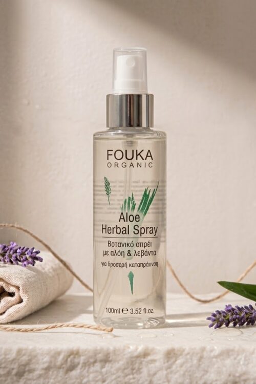 Fouka Aloe Herbal Spray — Βοτανικό σπρέι με αλόη & λεβάντα για δροσερή καταπράυνση