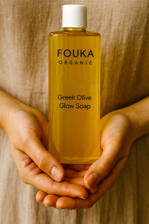 Fouka 100% Natural Greek Olive Glow Soap for skin and hair 100% Φυτικό Συμπυκνωμένο Υγρό Σαπούνι με ελληνικό ελαιόλαδο για  δέρμα και μαλλιά. 250ml