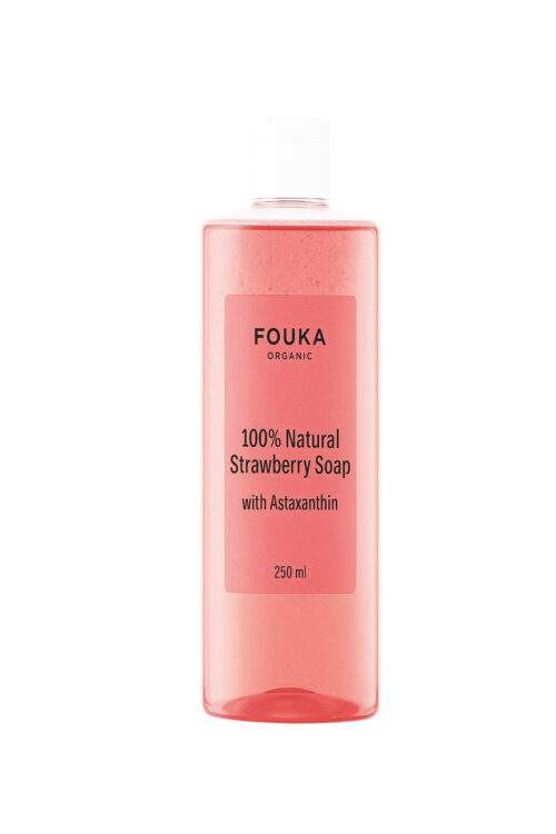 Fouka Strawberry Soap – 100% Φυτικό Σαπούνι με εκχύλισμα φράουλας και ασταξανθίνη Για Δέρμα & Μαλλιά 250ml. Χωρίς νερό, συντηρητικά, SLS.