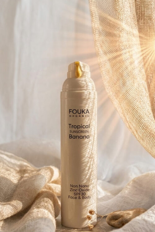 Fouka Tropical Banana Sunscreen SPF30 Φυσική Αντηλιακή χωρίς νανοσωματίδια, εύκολη επάλειψη με διάφανο αποτέλεσμα για μικρούς και μεγάλους 100ml