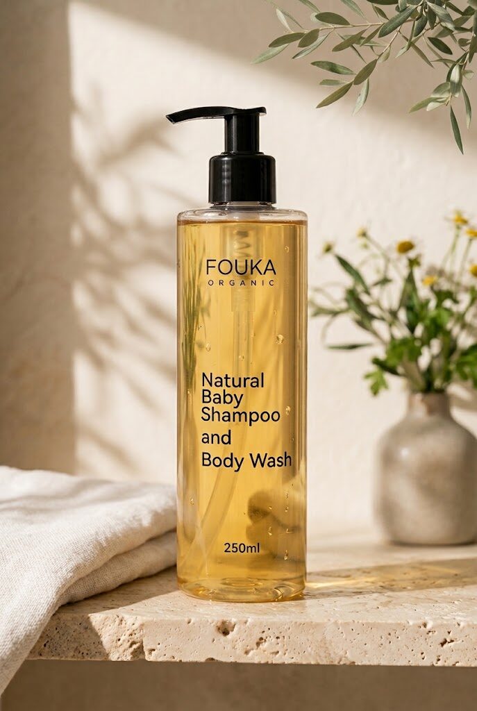 Fouka Baby Set — βρεφική ρουτίνα φροντίδας με αφρόλουτρο, σαπούνι και σπρέι αλόης